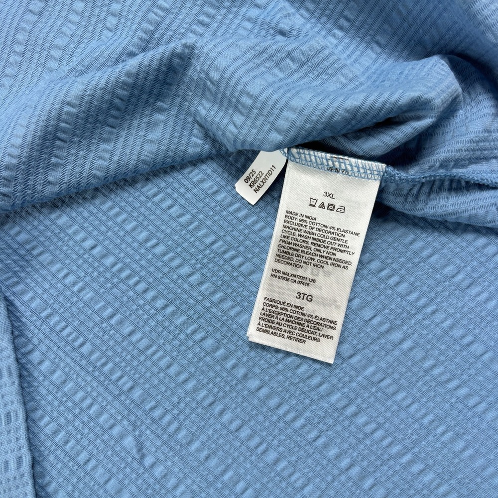 Nautica Shirt Mens 3XL Blue Seersucker Button Up Stretch Casual Camp NEW - Picture 7 of 9